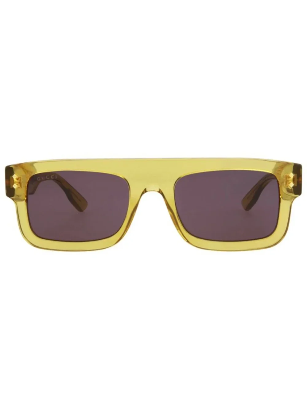 New Gucci Men's Sunglasses Yellow Gray Lens Square Rectangle Acetate Frame Grey